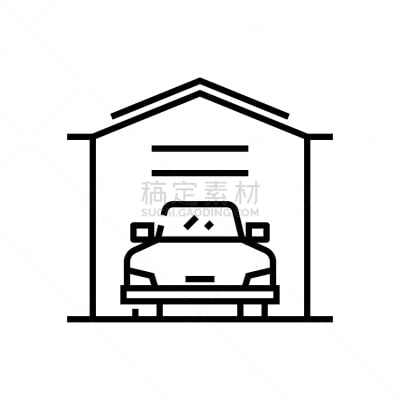 汽车,绘画插图,轮廓,符号,矢量,车库,线图标,概念,标志,直的