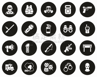 计算机图标,圆形,白色,巨大的,黑色背景,手电筒,防弹背心,线条