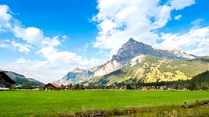 有瑞士阿尔卑斯山延时的Jungfrau山谷的村庄-股票视频
