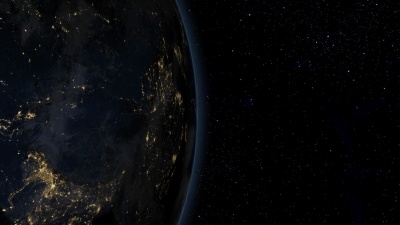 亚洲日出的卫星视图
