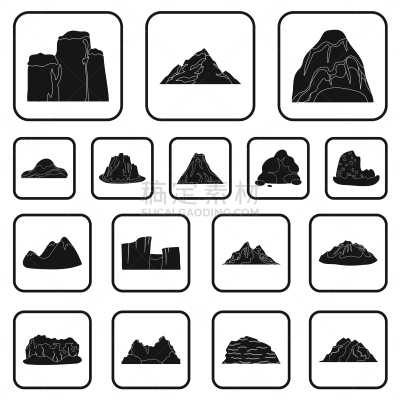 山,黑色,反差,计算机图标,分离着色,轮廓,自然,图像,沙岩,收集