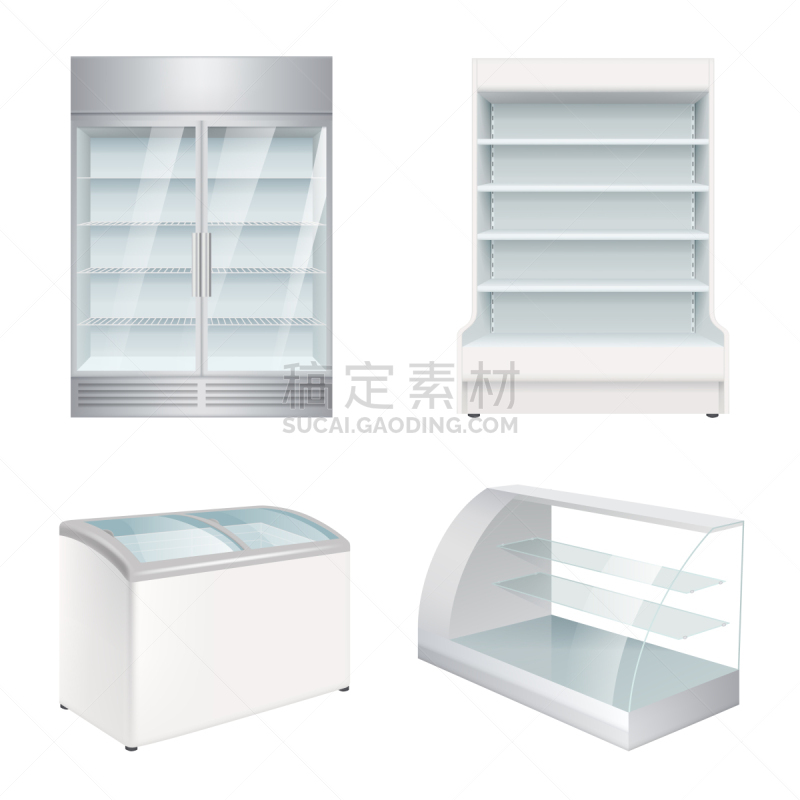 设备用品,市场,空的,三维图形,白色,金属,空白的,冻结的,概念,零售