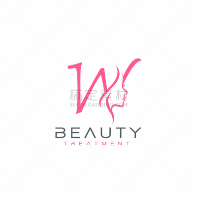 letter w beauty face logo design icon