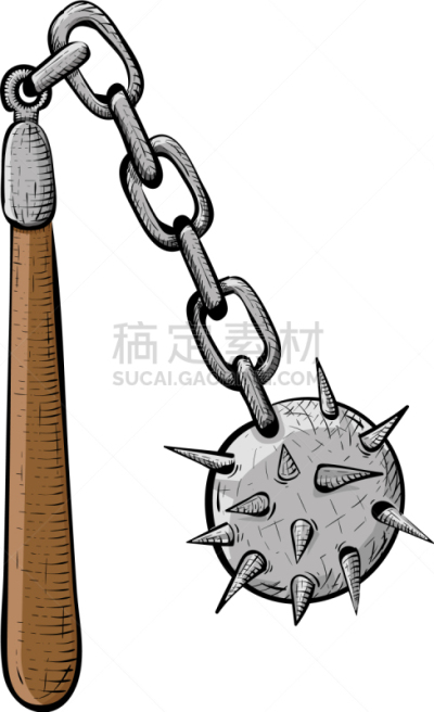 金属,中世纪时代,尖的,连枷,分离着色,白色,传统,豆蔻