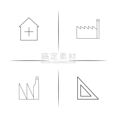直的,建筑业,图标,建筑体,图像,矢量,工厂,石洞壁画,三角板,标志