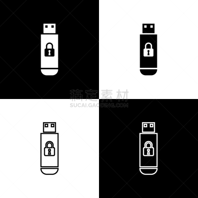 挂锁,USB线,符号,闪光灯照明,关闭的,白色,分离着色,轮廓,电子人,布置