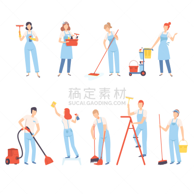 专业人员,清洁器材,清洁工,商务,篮子,大桶,女人,围裙,设备用品