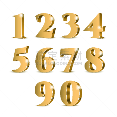 三维图形,数字,黄金,数字9,数字7,一个物体,背景分离,华贵,从容态度,现代