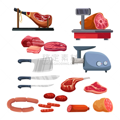 白色,多样,肉,炊具刀,钢铁,动机,切断