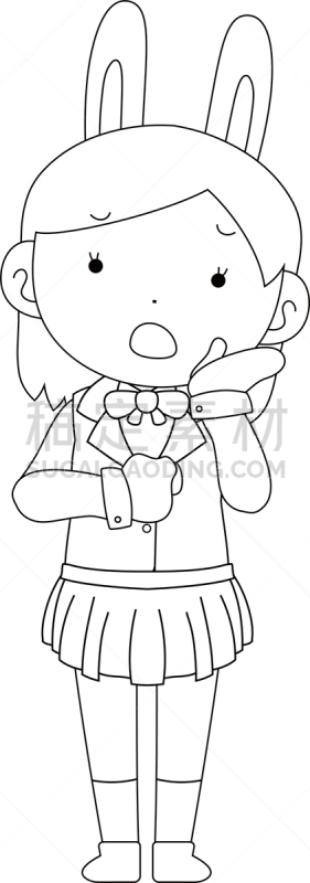 女孩,轮廓,兔耳朵,水手服,可爱的,休闲游戏,宅男,惊骇,一个人,引座员