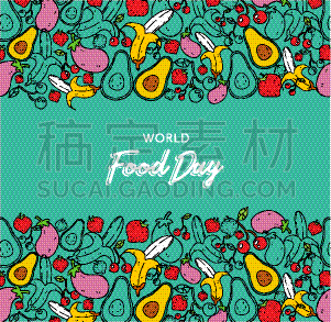 贺卡,世界粮食日,动物手,背景,时尚,蔬菜,素食,清新,食品,绘制