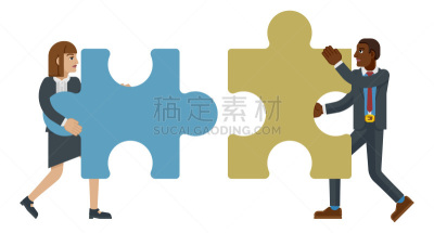 拼图拼块,性格,商务,竖锯,七巧板,部分,策略,拿着,吉祥物,商务策略