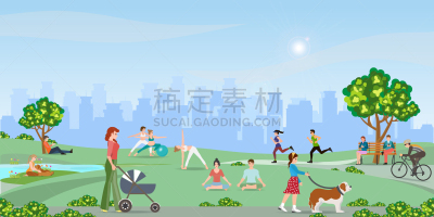 人,公园,幸福,春天,户外,运动,狗,家庭,女人,享乐