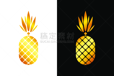 黄金,计算机图标,绘画插图,矢量,菠萝,浆果,白色背景,热带水果,分离着色,时髦的