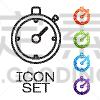 black line stopwatch icon isolated on white