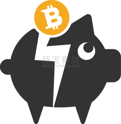 猪,比特币,平坦的,图标,银行业,商务,符号,损失,破产