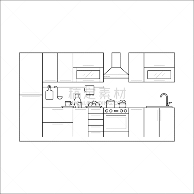 家具,细的,厨房,线条,公寓,冰箱,概念,房屋,收集,烹调