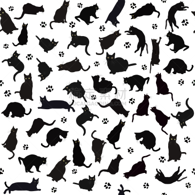 猫,黑色,四方连续纹样,可爱的,壁纸,现代,自然美,动物,尾巴,剪影