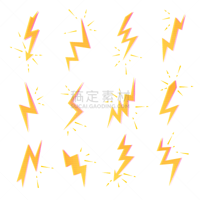 计算机图标,黄色,闪亮的,能力,迅速,图像,闪电,布置,收集,设计