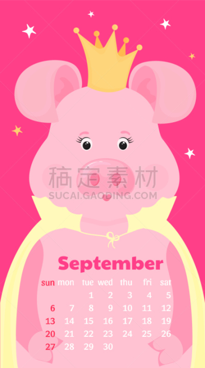 九月,2020,日历,可爱的,卡通,商务,进出港显示牌,数据,季节