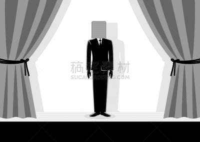 男商人,动物头,纸袋,蠢人,男人,白色,黑色,纸,概念