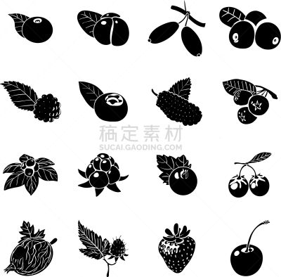 计算机图标,浆果,分离着色,维生素,图像,海洋,蓝莓,樱桃,草莓,桑椹