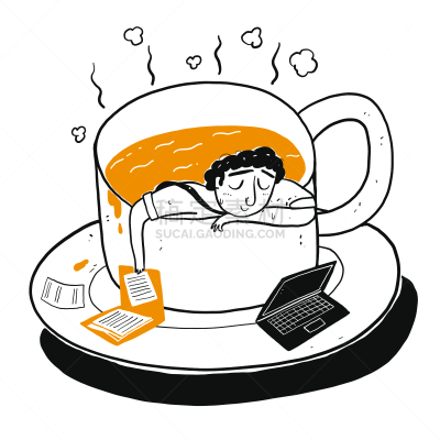 咖啡杯,绘画插图,男人,性格,饮料,商务,杯,食品,泰国,树荫