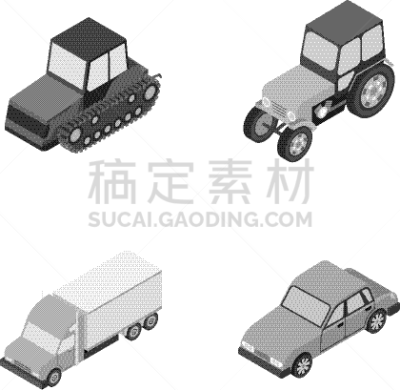 汽车,毛虫,拖拉机,轻量车,分离着色,农业,商务,货物集装箱,人,收集