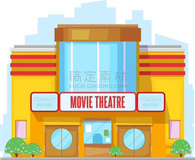 cinema urban building movie theater facade icon