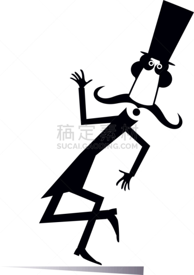 小胡子,男人,大礼帽,长的,舞蹈,成年的,职业,人,白色,黑色