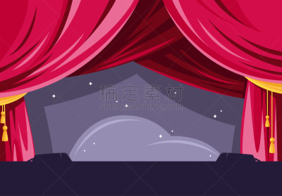 窗帘,红色,舞台,矢量,剧院,绘画插图,后台,艺术文化和娱乐,事件,戏剧表演
