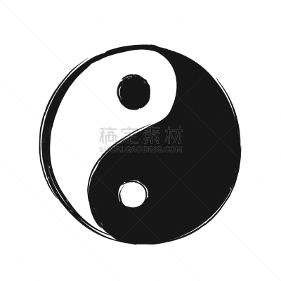 阴阳符,动物手,符号,平衡,阴影,草图,日本,反差,绘制