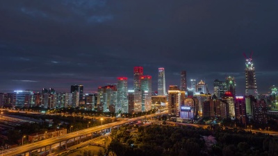 T/L WS HA ZI北京中央商务区黎明，黑夜到白天的过渡