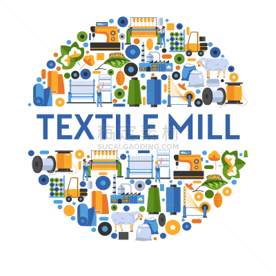 textile mile fabric factory or plant isolated