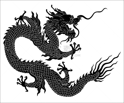 龙,秘密,华丽的,传统,动物,剪影