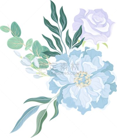 tender floral composition with blue flowers and