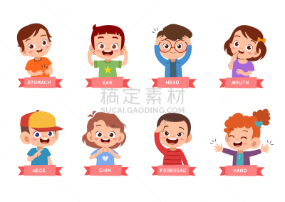 儿童,矢量,脖子,学龄前儿童,小的,前额,人的耳朵,剪贴画,绘画插图