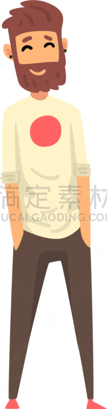 男人,络腮胡子,光学设备,站,微笑,叉腰,休闲,决定,观看