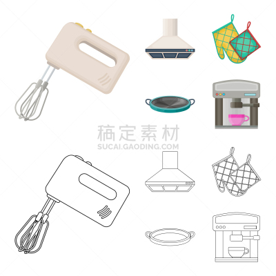 厨房器具,计算机图标,轮廓,家庭生活,图像,矢量,分离着色,咖啡,蜘蛛网,收集
