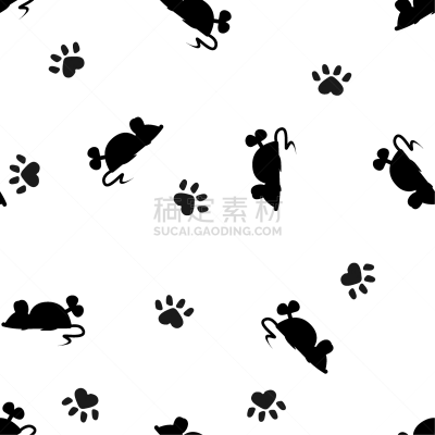 脚印,时钟结构,猫,鼠,式样,黑白图片,可爱的,健康保健,脉搏图,车轮