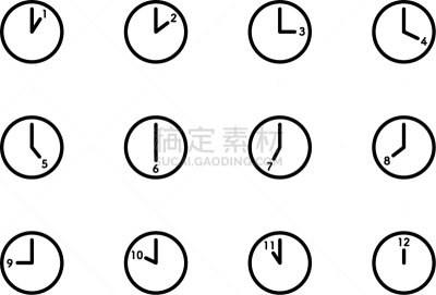 时间,计算机图标,9点整,5点整,线条,12点整,背景分离,午夜,倒计时,11点