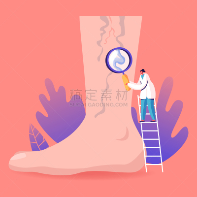 健康保健,小的,绘画插图,看,概念,巨大的,矢量,足,梯子