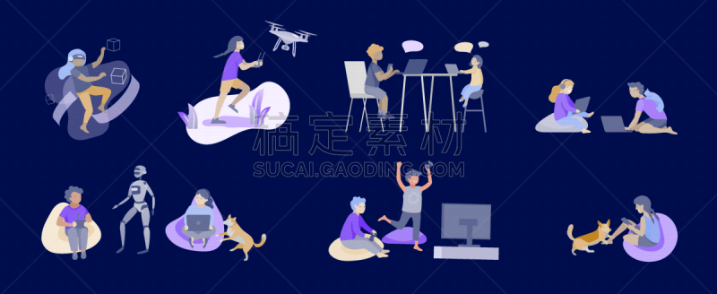 无人机,业余爱好,幸福,矢量,计算机语言,网络空间,进行中,平坦的,未成年学生,安慰