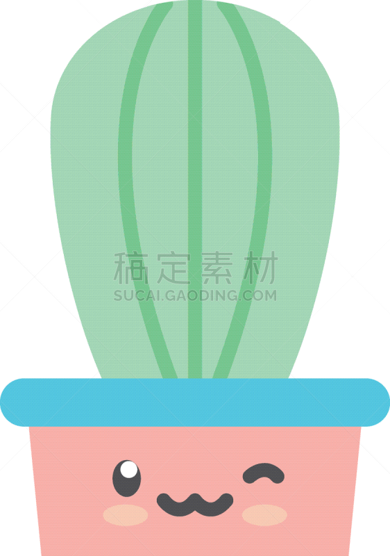 isolated kawaii cactus inside pot flat style icon