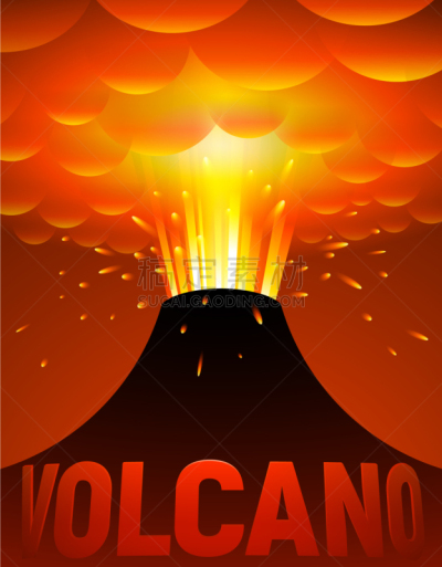 火山,卡通,自然,热,红色,文字,图像,矢量,爆发