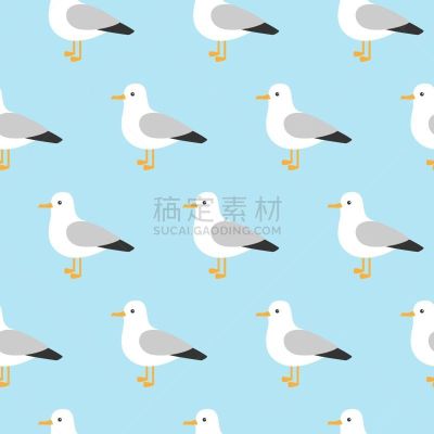 可爱的,鸟类,时尚,海洋,海鸥,矢量,式样,卡通,自然美,纺织品