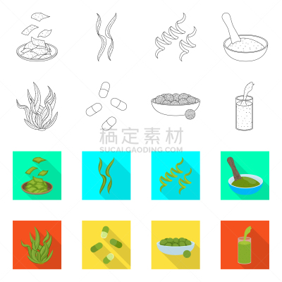 海洋,蛋白质,图标集,蔬菜,素食,健康保健,螺线,清新,营养品,设计