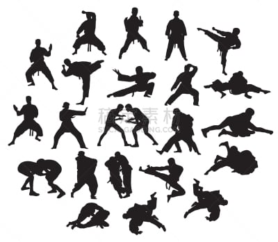 武术,男孩,空手道,人,拳击,高雅,男人,摆拍,剪影