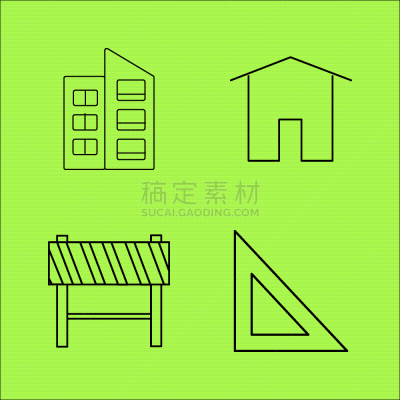 轮廓,直的,建筑业,建筑体,矢量,三角板,图像,标志,石洞壁画