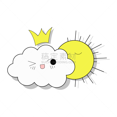 云,太阳,模板,害羞,分离着色,可爱的,贺卡,纺织品,微笑,爱
